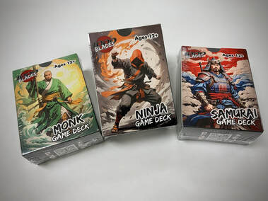 Picture of 1000 Blades Duel Decks trading card game. Monks, Ninja, and Samurai decks.