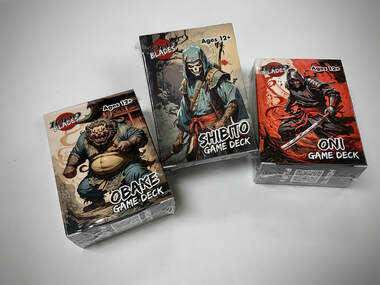 Picture of 1000 Blades Duel Decks trading card game. Obake, shibito, and oni decks.