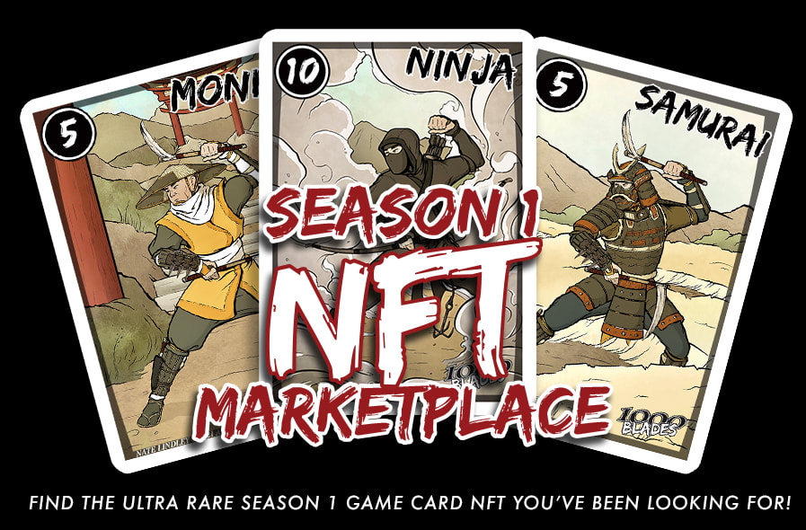 Picture of 1000 Blades marketplace that links to the season 1 game card NFTs