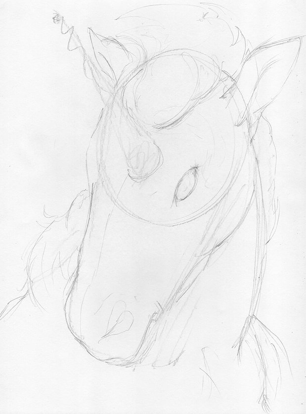 Line drawing of improved shapes: how to draw a Unicorn by Nate Lindley.