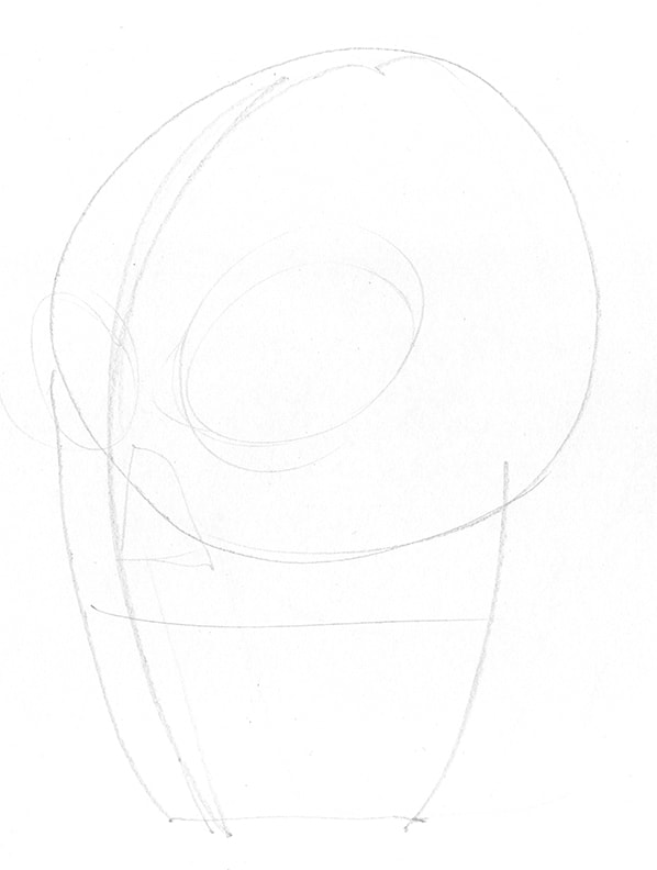 Line drawing of improved shapes: how to draw a human skull by Nate Lindley.